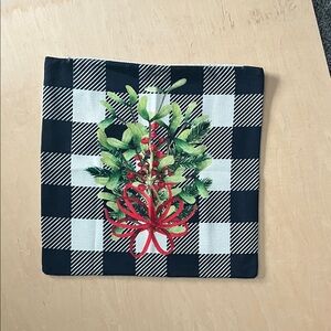 Festive Black and White Plaid Holiday Pillow Cover